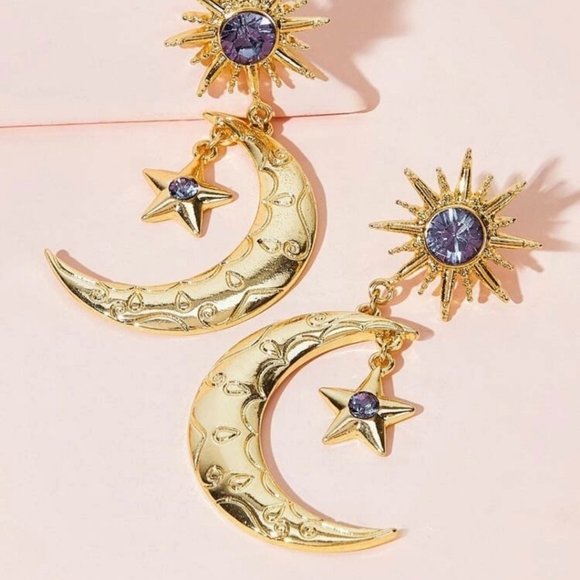 Jewelry - Sun & Star Decor Moon Drop Earrings